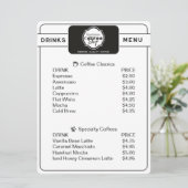 Professional Coffee Shop Personalized Drinks Menu (Staand voorkant)