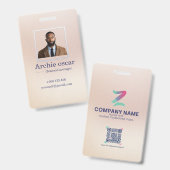 Professional Corporate Executive Photo Business Badge (Front & Back)