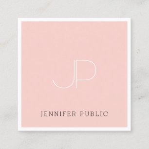 Professional Creative Monogram Modern Blush Pink Vierkante Visitekaartje