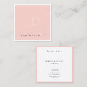 Professional Creative Monogram Modern Blush Pink Vierkante Visitekaartje (Voorkant / Achterkant)