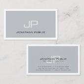 Professional Creative Monogram Modern Gray Plain Visitekaartje (Voorkant / Achterkant)