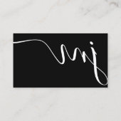 Professional Curvature Black White Script Monogram Visitekaartje (Achterkant)
