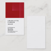 Professional Dark Red White Trendy Manager Visitekaartje (Voorkant / Achterkant)
