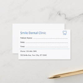 Professional Dental Appointment Card Afsprakenkaartje