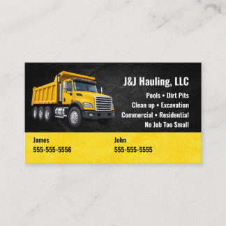 Professional Dump Truck Driver Business Card Visitekaartje