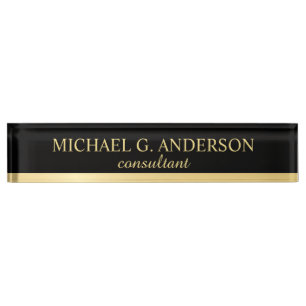 Professional Elegant Black and Gold Desk Name Plat Naambordje