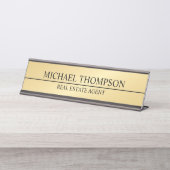 Professional Elegant Black en Gold Bureau Naambordje (Voorkant)