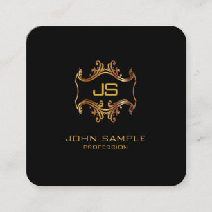 Professional Elegant Black en Gold Modern Rond Vierkante Visitekaartje