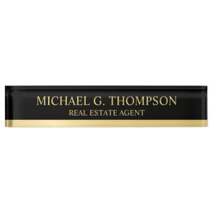 Professional Elegant Black en Gold Naambordje
