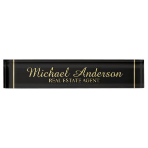 Professional Elegant Black en Gold Naambordje