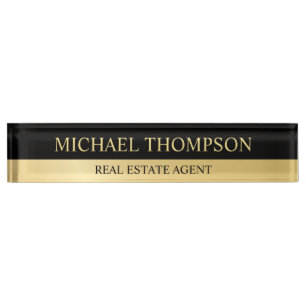 Professional Elegant Black en Gold Naambordje