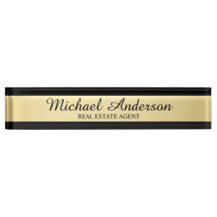 Professional Elegant Black en Gold Naambordje