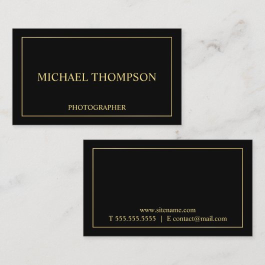Professional Elegant Black en Gold Visitekaartje (Voorkant / Achterkant)