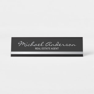 Professional Elegant Black en Silver Bureau Naambordje