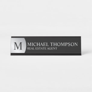 Professional Elegant Black en Silver Bureau Naambordje