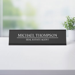Professional Elegant Black en White Bureau Naambordje