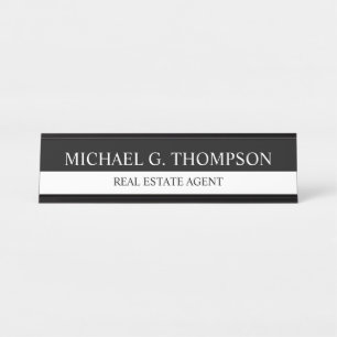 Professional Elegant Black en White Bureau Naambordje