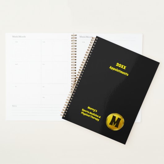 Professional Elegant Black Gold Monogram Business Planner (Display)