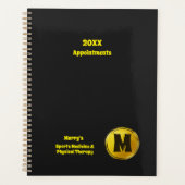 Professional Elegant Black Gold Monogram Business Planner (Voorkant)