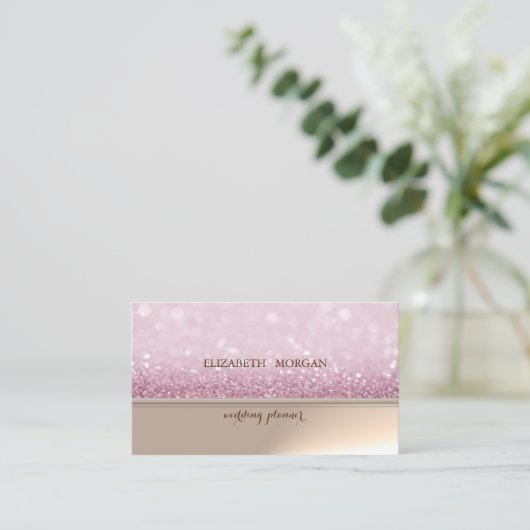 Professional Elegant Chic Glittery Bokeh Visitekaartje (Staand voorkant)