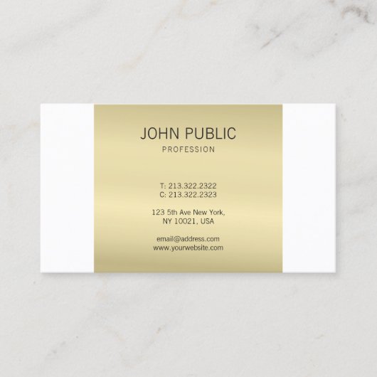 Professional Elegant Gold Monogram Modern Plain Visitekaartje (Voorkant)