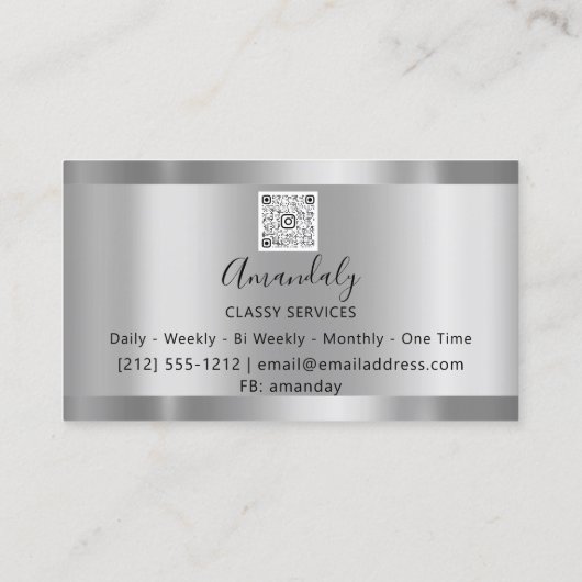 Professional Elegant Gold QR Code Silver Visitekaartje (Achterkant)