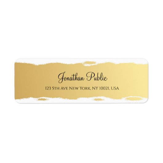Professional Elegant Gold White Script Luxe Etiket (Voorkant)