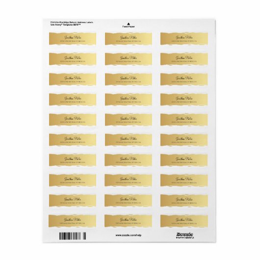 Professional Elegant Gold White Script Luxe Etiket (Full Sheet)