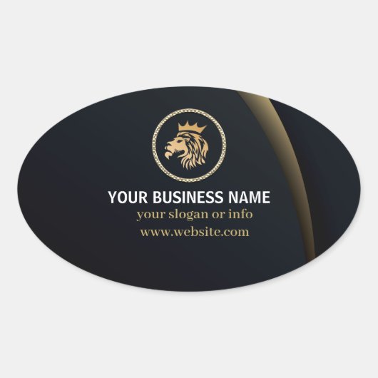 Professional Elegant Lion Logo Ovale Sticker (Voorkant)