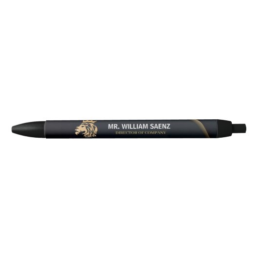 Professional Elegant Lion Logo Zwarte Inkt Pen (Voorkant)