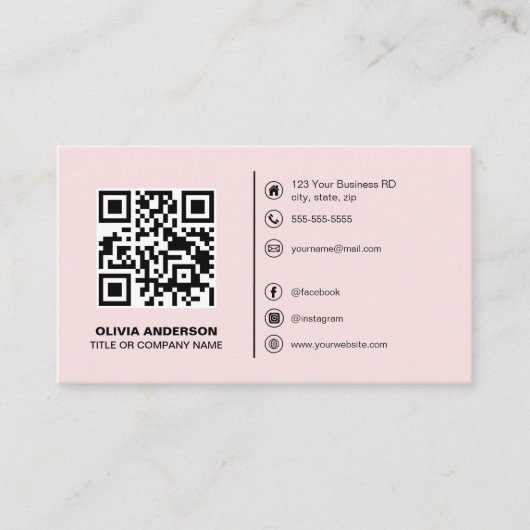 Professional Elegant Minimalist Modern Blush Pink Visitekaartje (Voorkant)