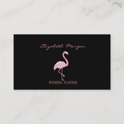 Professional Elegant Modern Black, Roze Flamingo Visitekaartje (Voorkant)