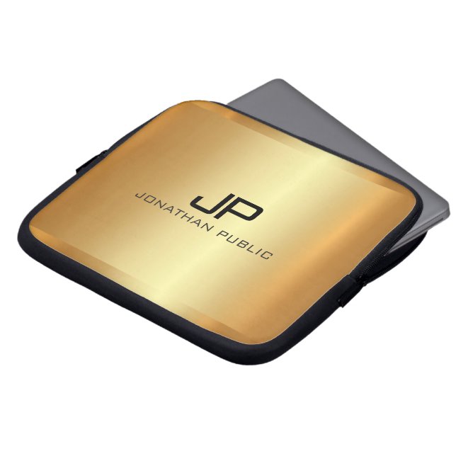 Professional Elegant Modern Luxe Gold Template Laptop Sleeve (Voorkant top)