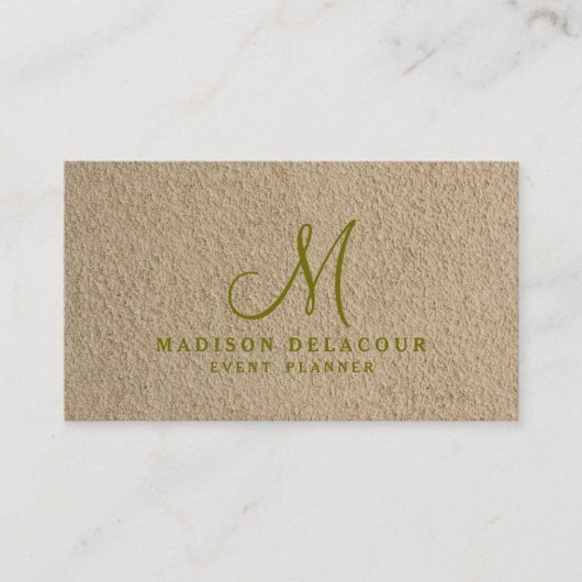 Professional Elegant modern monogram beige Sand Visitekaartje (Voorkant)