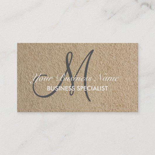 Professional Elegant modern monogram beige Sand Visitekaartje (Voorkant)