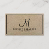 Professional Elegant modern monogram beige Sand Visitekaartje (Voorkant)