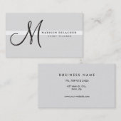 Professional Elegant Modern Monogram Silver Visitekaartje (Voorkant / Achterkant)