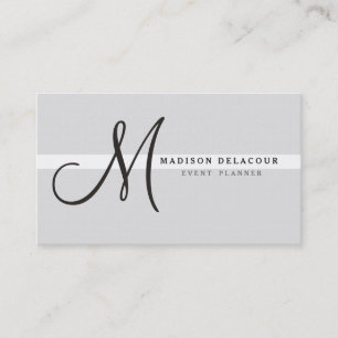 Professional Elegant Modern Monogram Silver Visitekaartje