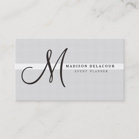 Professional Elegant Modern Monogram Silver Visitekaartje (Voorkant)