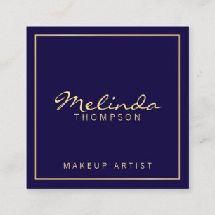 Professional Elegant Modern Navy Blue en Gold Vierkante Visitekaartje