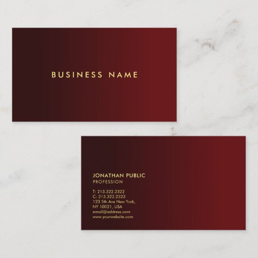 Professional Elegant Modern Red And Gold Template Visitekaartje (Voorkant / Achterkant)