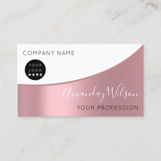 Professional Elegant modern Roos Logo White Visitekaartje (Voorkant)
