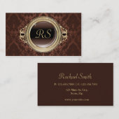 Professional Elegant Monogram Gold Brown Visitekaartje (Voorkant / Achterkant)