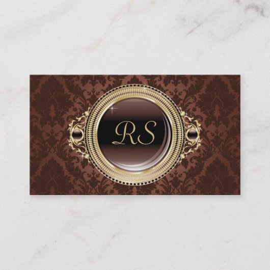 Professional Elegant Monogram Gold Brown Visitekaartje (Voorkant)