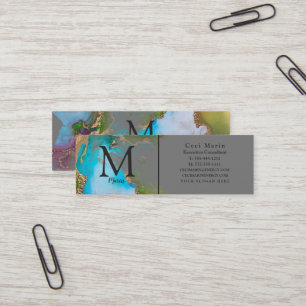 Professional Elegant Monogram grijs Aangepast Mini Visitekaartje