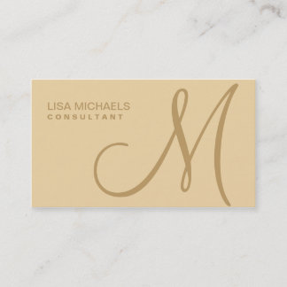 Professional Elegant Monogram Makeup Artist Beige Visitekaartje
