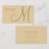 Professional Elegant Monogram Makeup Artist Beige Visitekaartje (Voorkant / Achterkant)