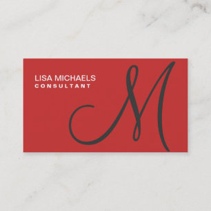 Professional Elegant Monogram Makeup Artist Red Visitekaartje