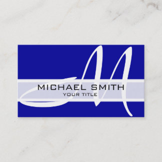 Professional Elegant Monogram Modern Blue Visitekaartje