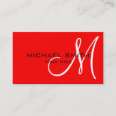 Professional Elegant Monogram Plain Red Visitekaartje (Voorkant)